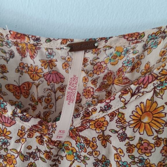 Free People Multicolor Floral Butterfly Slip Dress XS - Picture 4 of 5